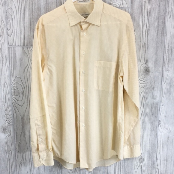 Pronto Uomo Non Iron Modern Fit Yellow Checkered Size Large - Picture 1 of 6